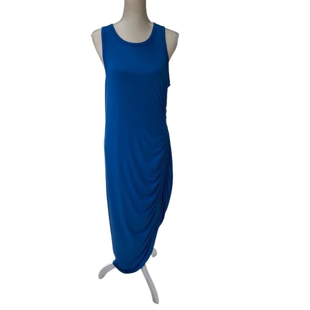 Veronica Beard NWT Sleeveless Ruched Side Midi Haylee Dress Azure Blue Size XL - Picture 2 of 11